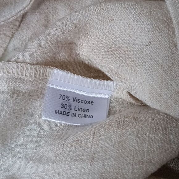 Women's Cream Linen Blend Wide-Leg Pants - Picture 5 of 5